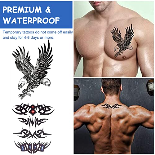 MAYCREATE® 42 Sheets Tattoo Sticker for Men Eagle Temporary Tattoos Skull Variety Assorted for Body Art Waterproof Women 126 PCS MAYCREATE® 42 Sheets Tattoo Sticker for Men Eagle Temporary Tattoos Skull Variety Assorted for Body Art Waterproof Women 126 PCS